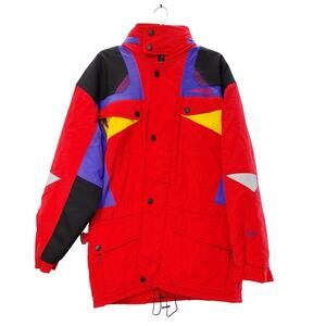 Mobius Canada Heavy Outdoor Zip Up Coat Windbreaker Red Colorblock Mens Size 42